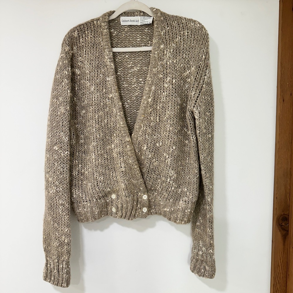 Robert‎ Scott Ltd Surplus Cardigan Womens XL Brown Mohair Blend Knit Grandmacore
